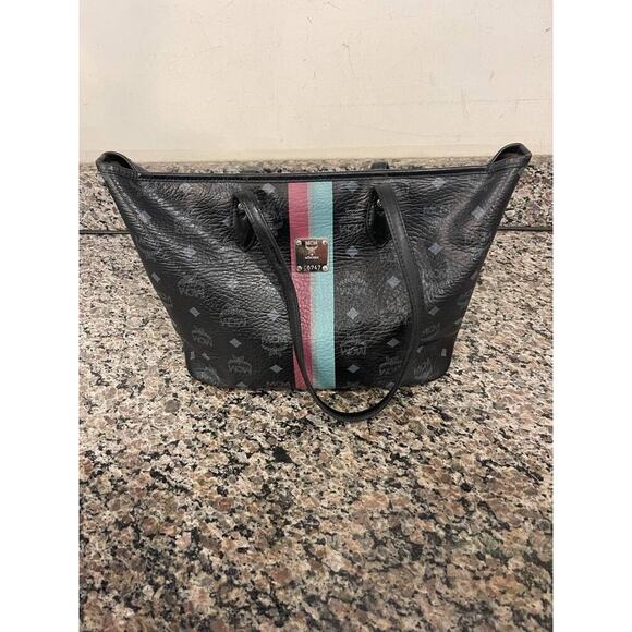 MCM Visetos Dog Bone Shopper Tote Black SPB-JB 348378 - Picture 1 of 10